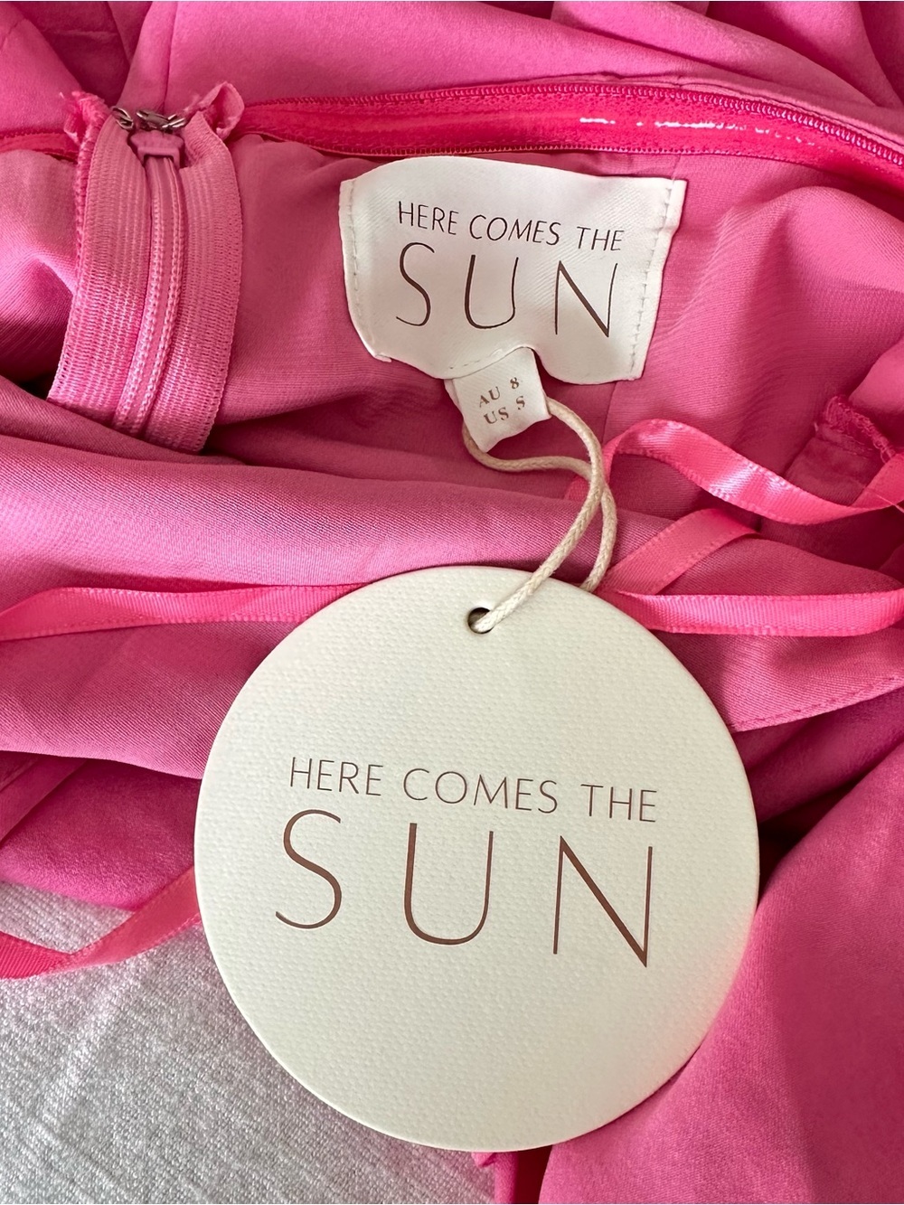 Here Comes The Sun Hot Pink Halter Maxi Dress Size S Elegant Evening Wear NEW - Picture 2 of 12